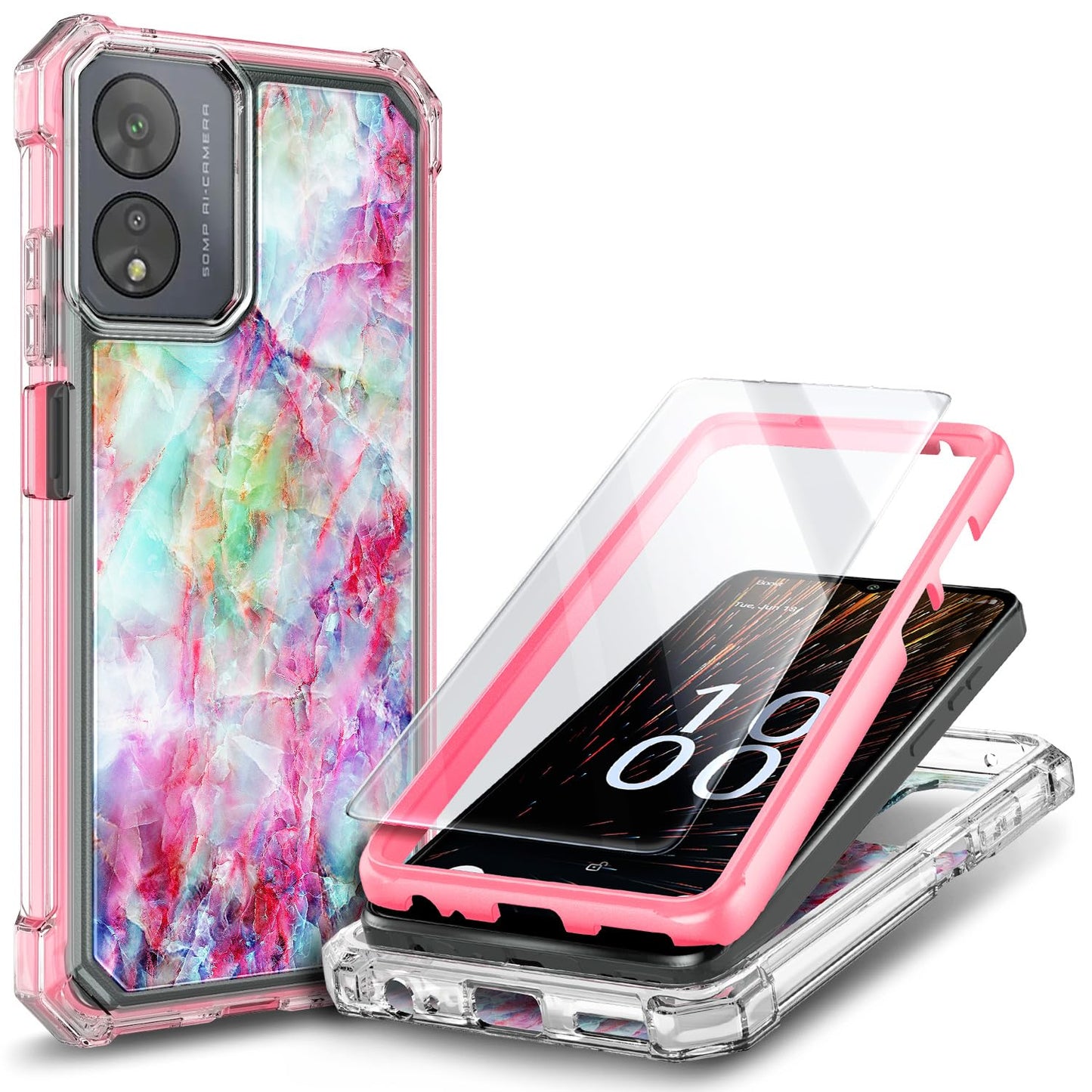 for TCL NXTPAPER 70 Pro Case, Shockproof Cover, Glitter Aqua/Purple
