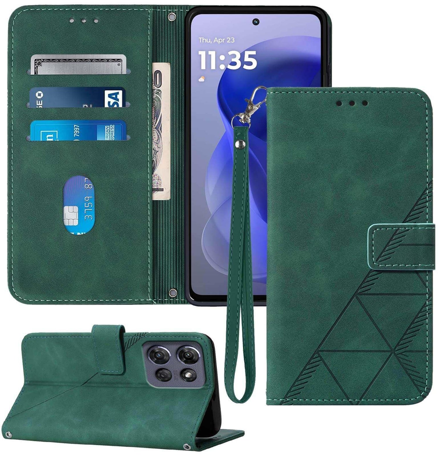 for Moto G Power 2025 Case Wallet, Card Holder Slots, Wrist Strap, TPU Interior Phone Protective, Stand PU Leather Folio Flip Cases Cover for Moto G Power - 2025 (Black)