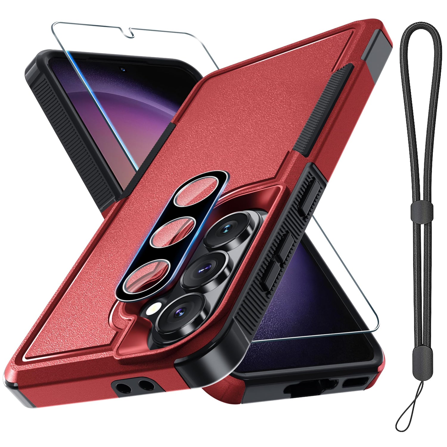 Case for Samsung Galaxy A17 5G Phone Cover with Screen Protector+Camera Lens Cover,Military Grade Heavy Duty Shockproof PhoneCase with Wrist Lanyard Strap for Sam A17,Mint Green