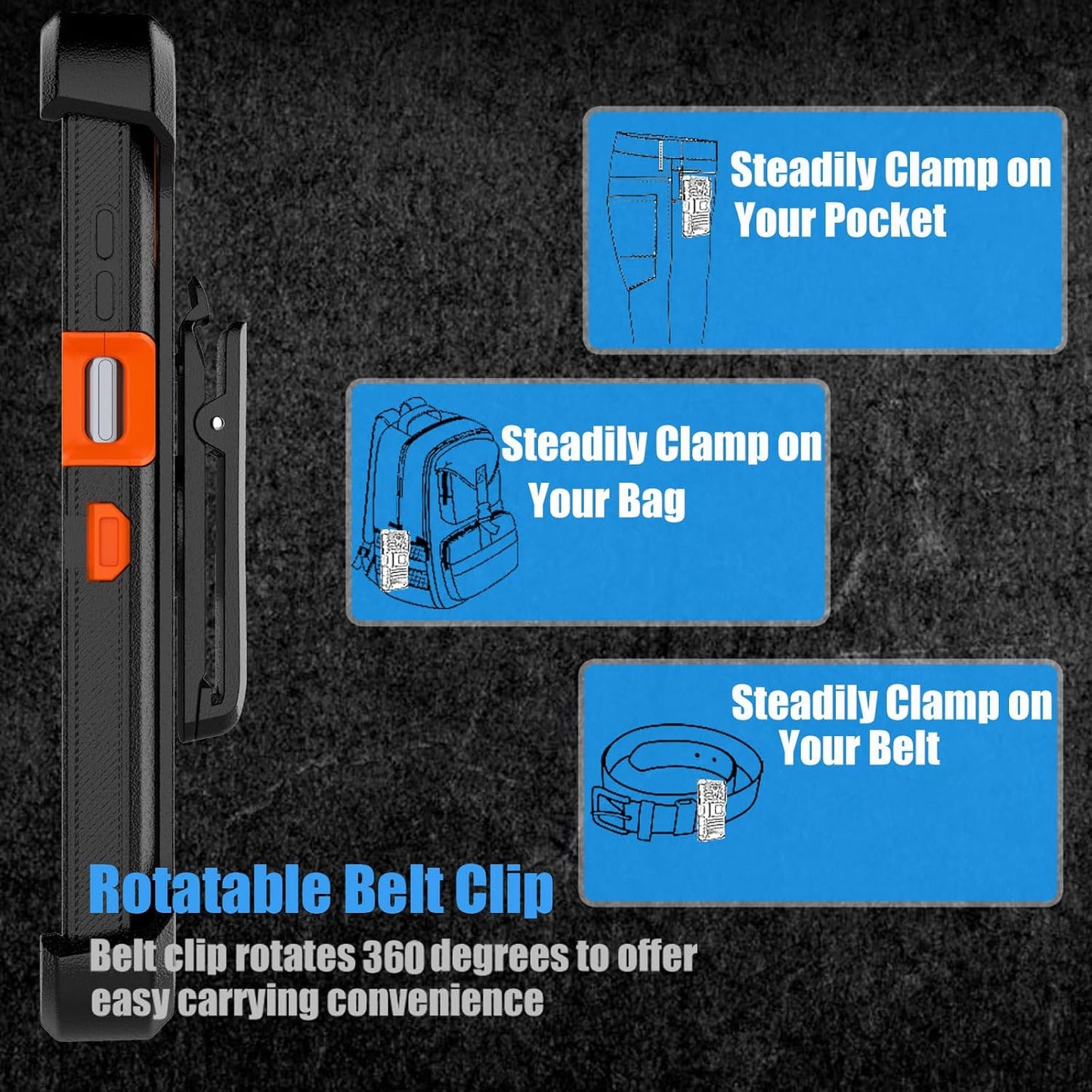 Tekcoo Case for Motorola Moto G Stylus 5G | 2023 Only | XT2315 with [Built-in Screen Protector] Holster Locking Belt Clip [Military Grade 12FT Drop Tested] Full Body Carrying Kickstand Cover [Orange]