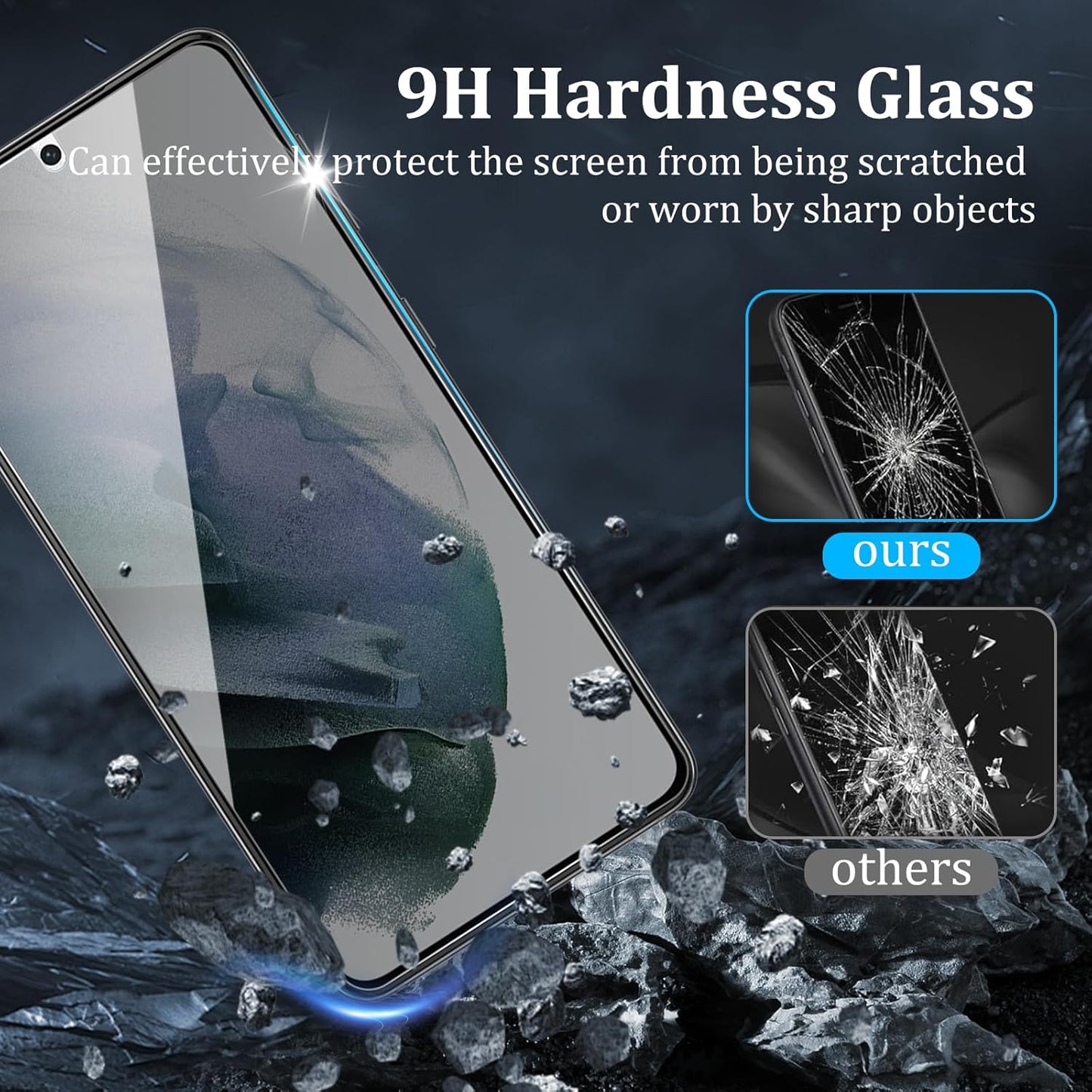 [4 Pack] 2 Pack Privacy Screen Protector for Samsung Galaxy S21 5G with 2 Pack Camera Lens Protector, 9H Hardness Anti Spy Tempered Glass Screen Protector