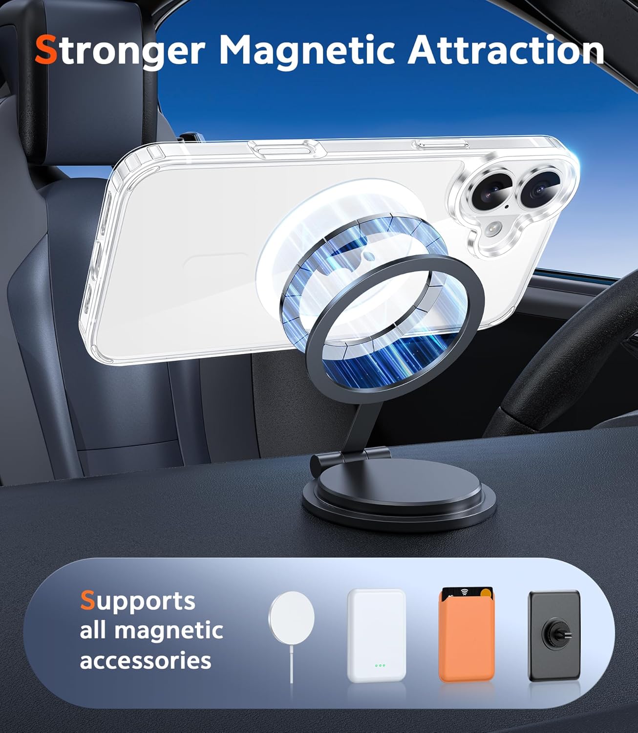 FNTCASE for iPhone 17 Case Clear: Magnetic Phone Cases with Screen Protector Drop Proof Compatible with Magsafe Slim Anti Yellowing Rugged Shockproof Protective Transparent Cell Cover (A-Clear)