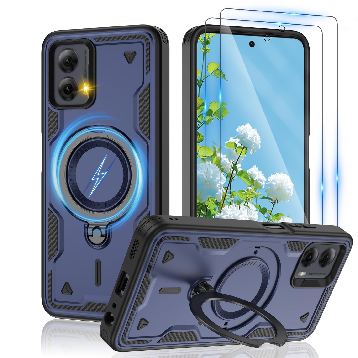 Gritup for Moto G Power 5G 2026/2025 Magnetic Case Compatible with MagSafe & HD Screen Protector×2 Metal Rotated Kickstand Military Grade Shockproof Protective Moto G Power 5G 2026/2025 Black