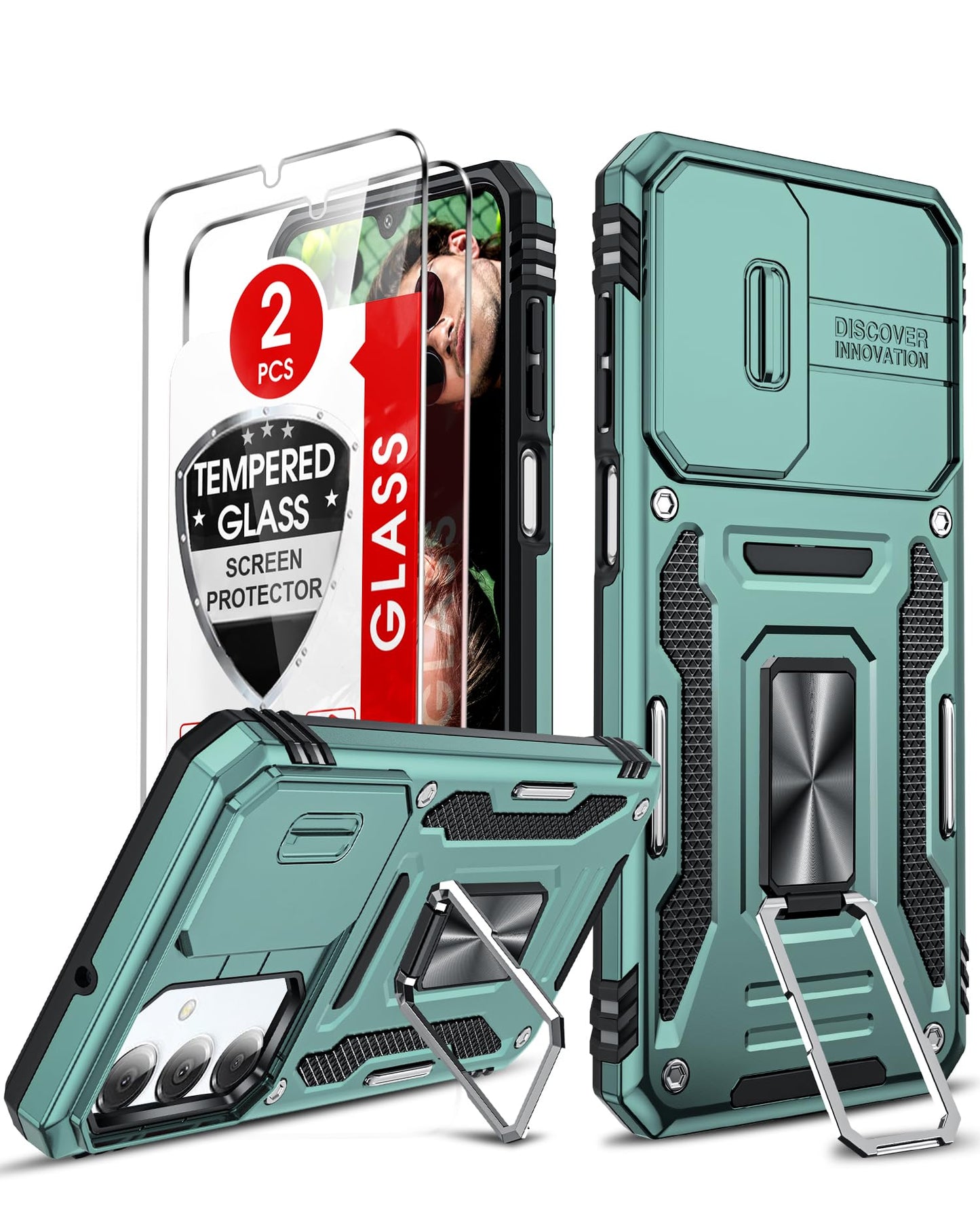 LeYi Compatible for Samsung Galaxy S24-FE Case: [𝗡𝗼𝘁 𝗳𝗶𝘁 𝗦𝟮𝟰 𝟱𝗚] Samsung S24 FE Case with S24FE Screen Protector X2 & Magnetic Stand, Military-Grade Cell Galaxy S 24 FE Phone, Black
