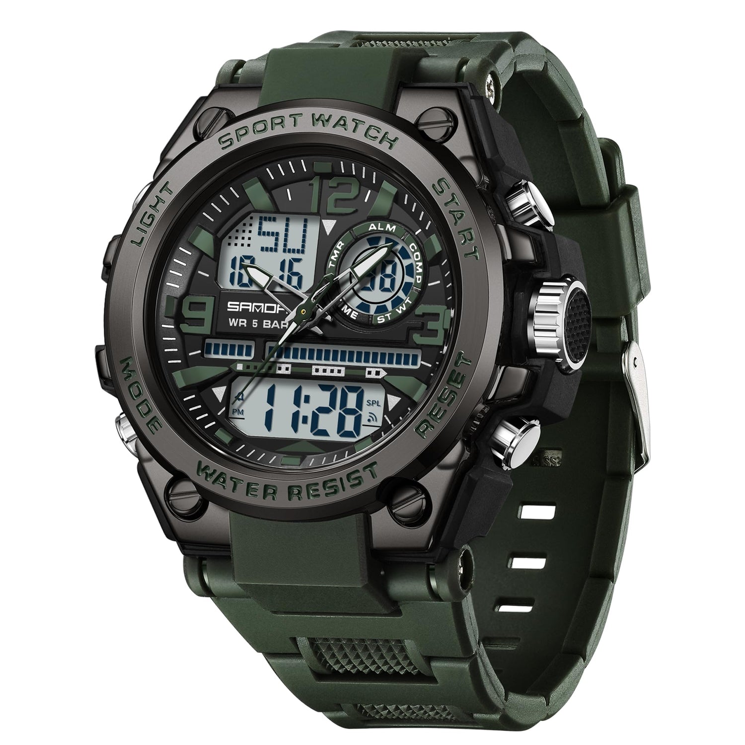KXAITO Men's Watches Sports Outdoor Waterproof Military Watch Date Multi Function Tactics LED Alarm Stopwatch