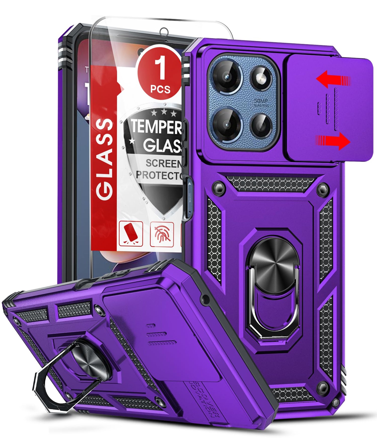 LeYi for Motorola Moto G Stylus 2025-Case: 【𝐍𝐨𝐭 𝐅𝐢𝐭 𝐌𝐨𝐭𝐨 𝐆 𝟐𝟎𝟐𝟓】Moto G Stylus 2026 Case 5G, Slide Camera Cover Screen Protector, Tough Armor Android Unlocked Phone Magnetic Stand, Black