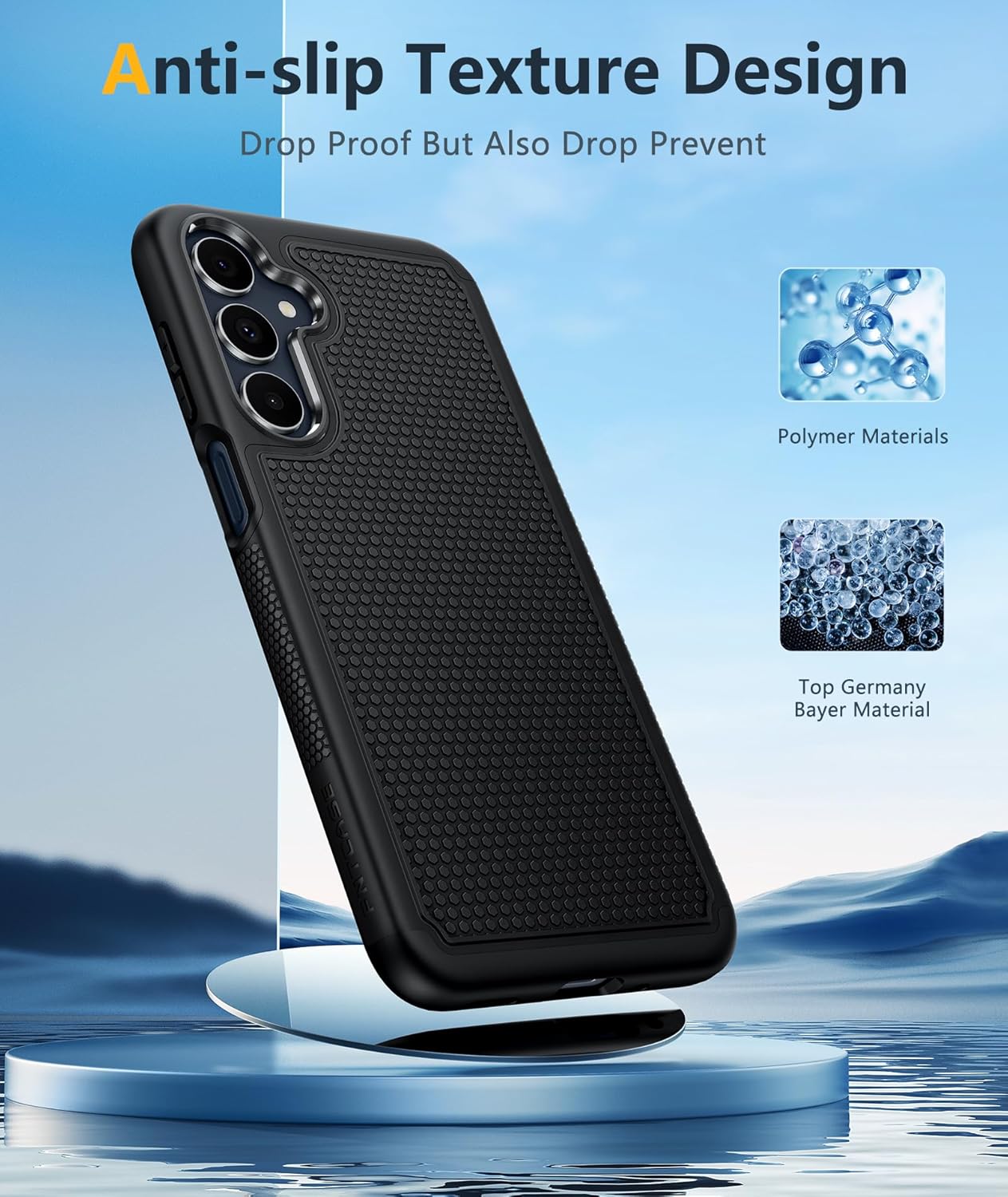 FNTCASE for Galaxy A17/A16 5G Phone Case - Samsung A17 Military Grade Drop Protection, 14ft Drop Tested, Screen Protector Included, Anti-Slip Matte Textured, TPU+PC Dual Layer Shockproof Cover (Black)
