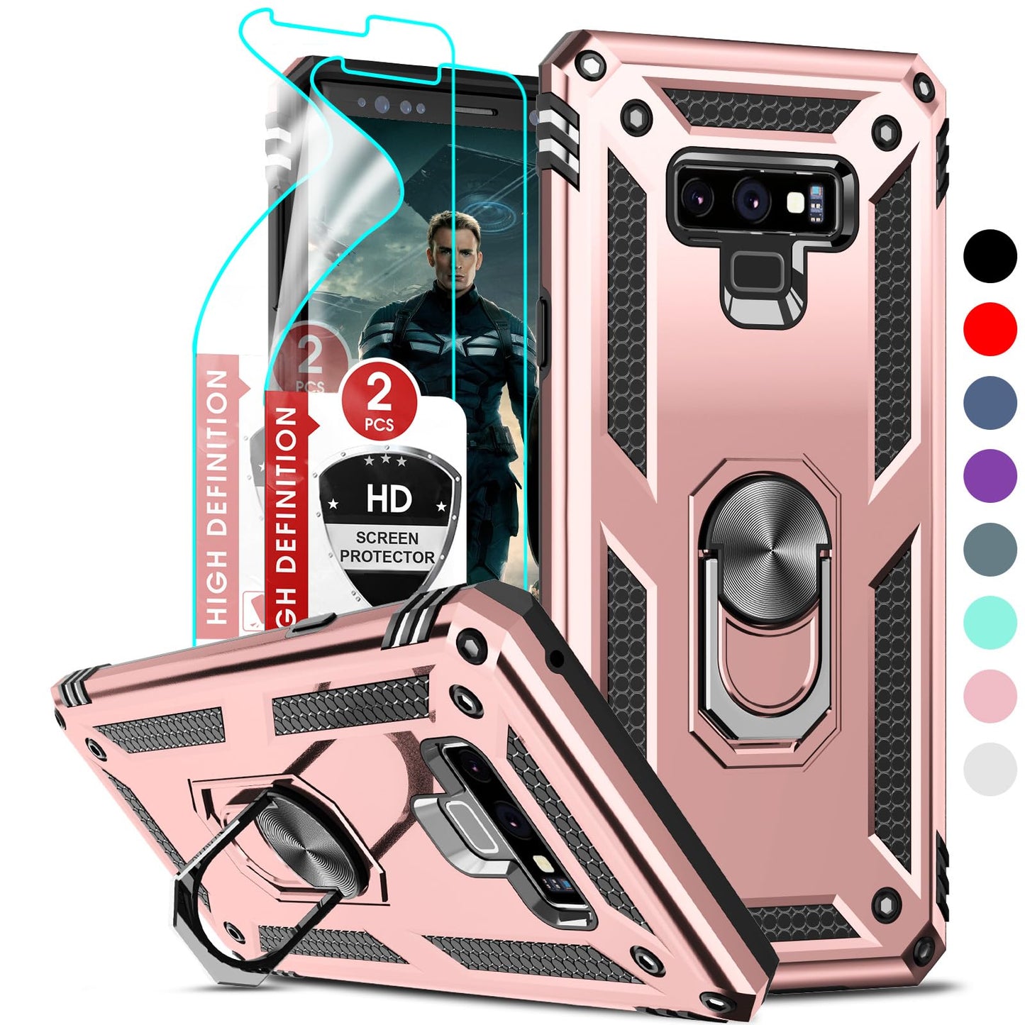 LeYi for Galaxy-Note-9-Case: [𝐍𝐨𝐭 𝐅𝐢𝐭 𝐍𝐨𝐭𝐞 𝟖] Samsung Note 9 Phone Case with [2 Pcs] Screen Protectors for Men, [Military-Grade] Phone Cover with Kickstand for Samsung Galaxy Note 9, Blue