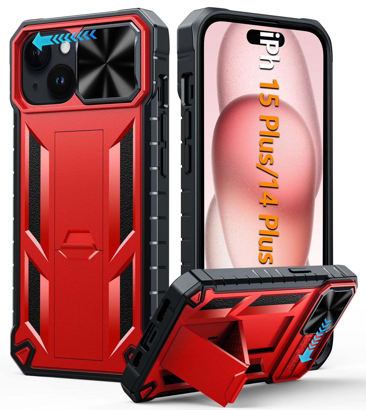 FNTCASE for Galaxy A17/A16-5G Case: Samsung A17 5G Military-Grade Dropproof Phone Cover with Kickstand & Slide Camera Cover | Protective Heavy Duty Rugged Phone Case Bumper Textured Protector (Blue)