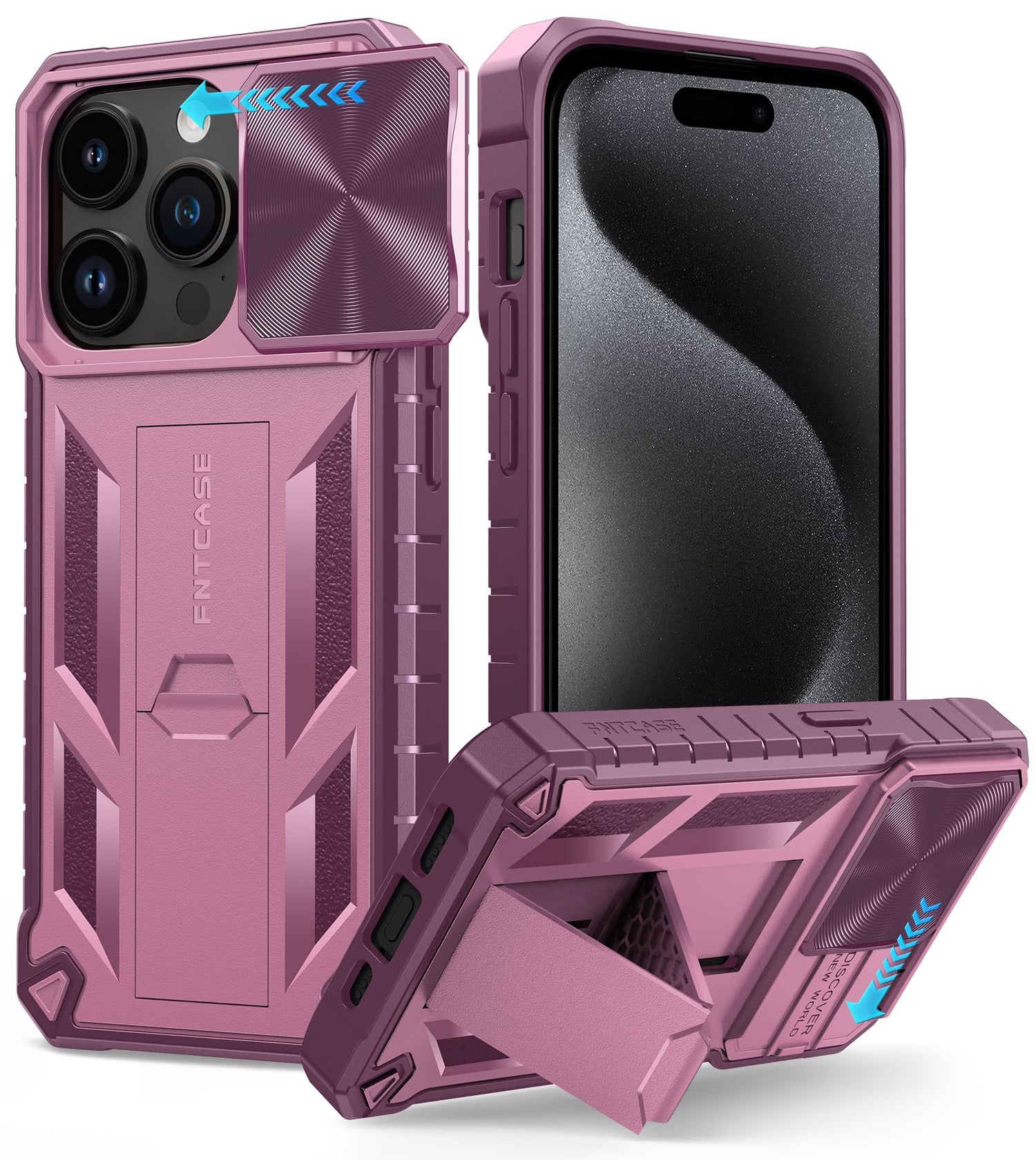 FNTCASE for Galaxy A17/A16-5G Case: Samsung A17 5G Military-Grade Dropproof Phone Cover with Kickstand & Slide Camera Cover | Protective Heavy Duty Rugged Phone Case Bumper Textured Protector (Blue)