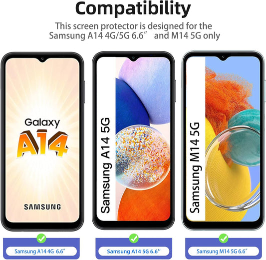 NEW'C 3 Pack Designed for Samsung Galaxy A14 5G/4G, M14 5G Screen Protector Tempered Glass, Anti Scratch, Bubble Free, Ultra Resista Transparent