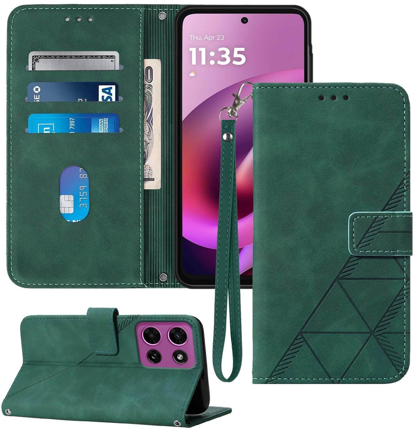 for Moto G Power 2026 Case Wallet, Card Holder Slots, Wrist Strap, TPU Interior Phone Protective, Stand PU Leather Flip Cases Cover for Moto G Power - 2026 (Black)