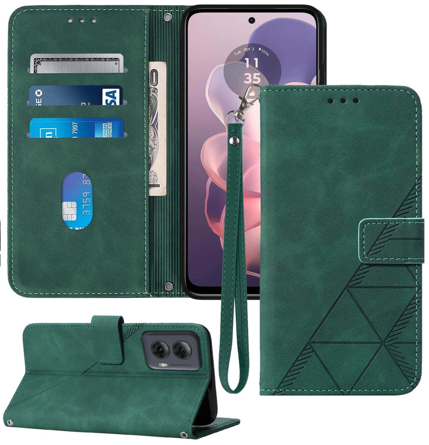for Moto G Power 5G 2024 Case Wallet, Card Holder Slots, Wrist Strap, TPU Interior Protective, Stand PU Leather Flip Cover for Moto G Power 5G 2024 (Black)
