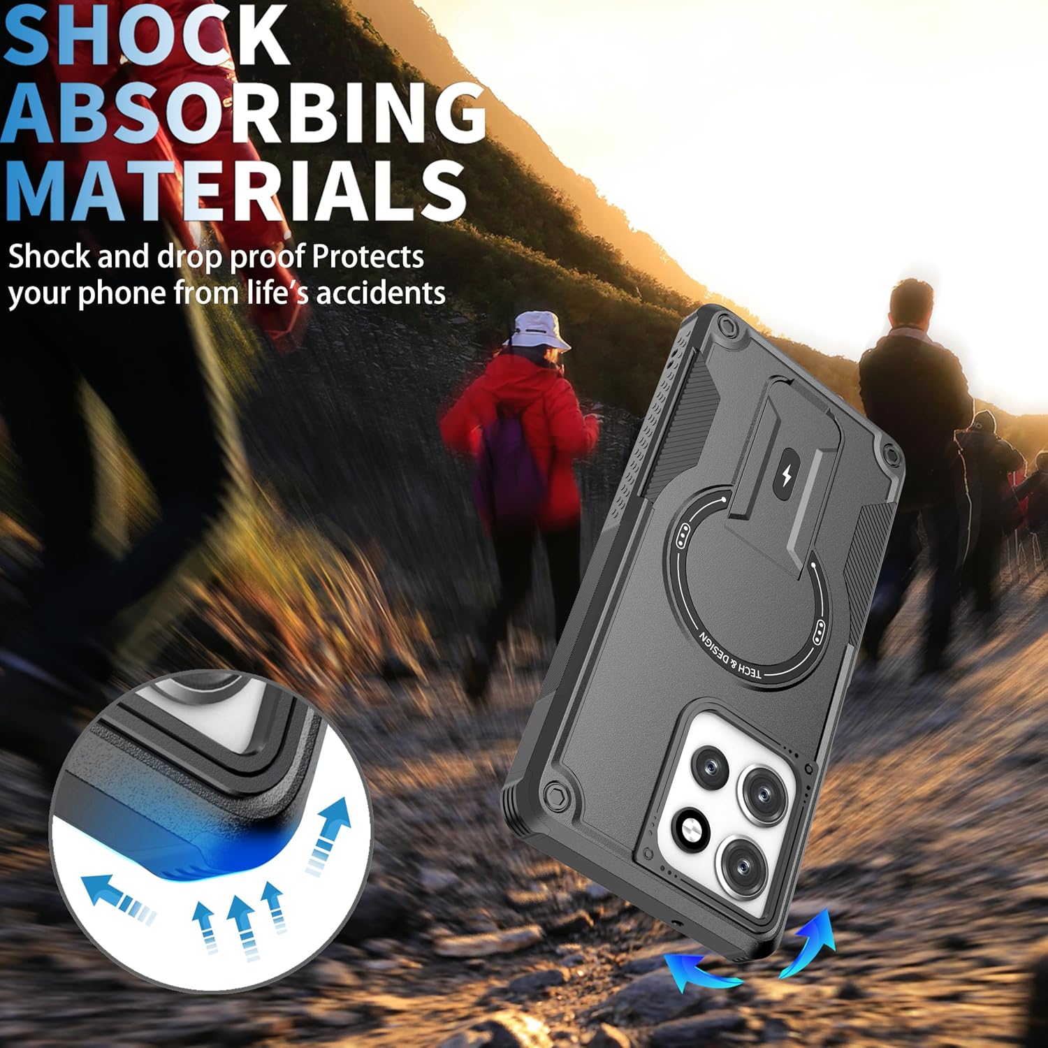 for Moto G Power 5G 2026/2025 Case[Compatible with MagSafe][with 2 Pack Glass Screen Protector][Built in Invisible Stand] Military-Grade Shockproof Protective Phone Cover(Black)