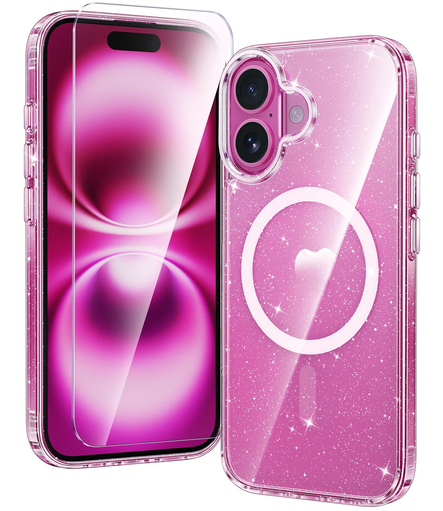 FNTCASE for iPhone 17 Case Clear: Magnetic Phone Cases with Screen Protector Drop Proof Compatible with Magsafe Slim Anti Yellowing Rugged Shockproof Protective Transparent Cell Cover (A-Clear)