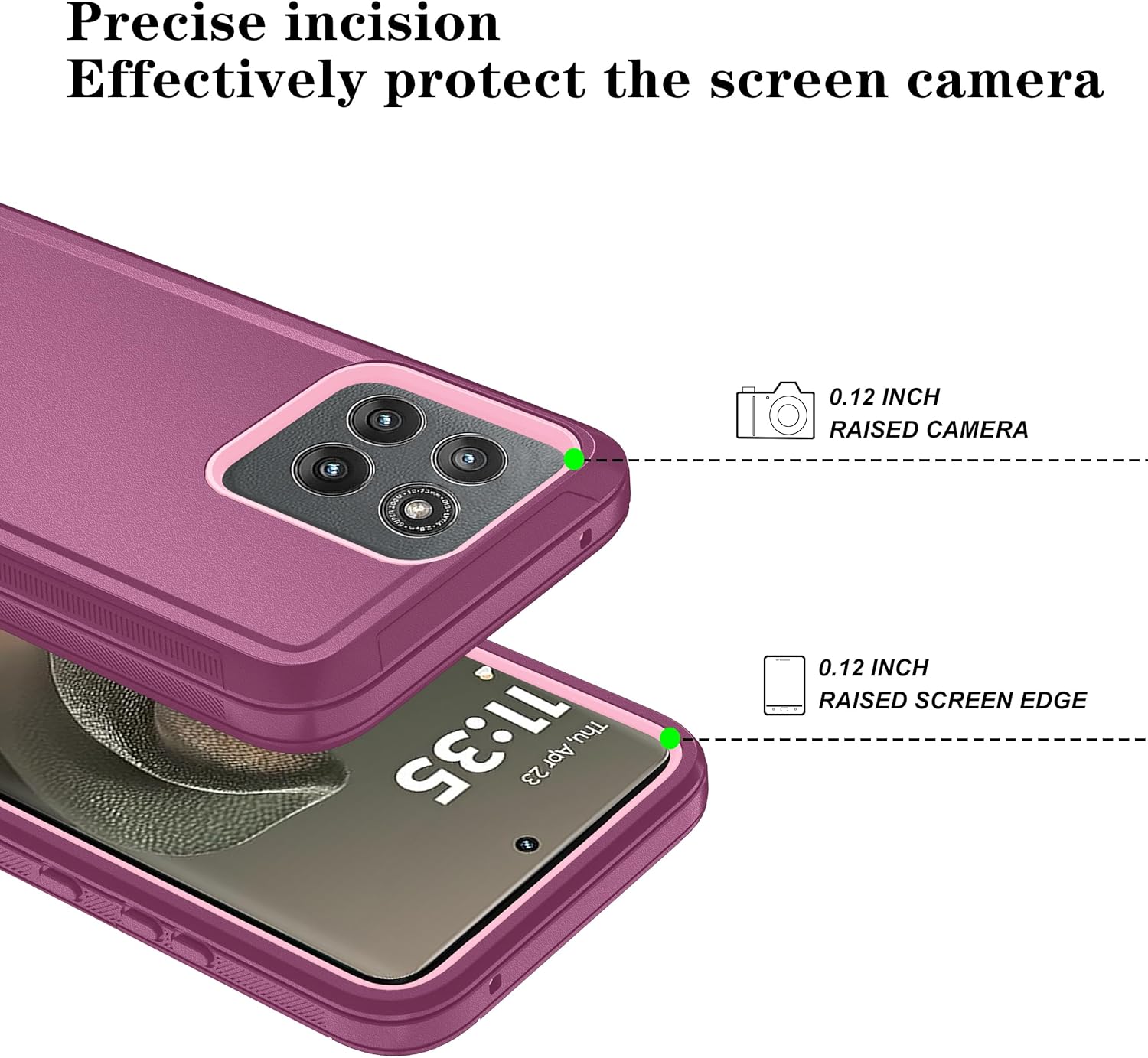 Qinmay Phone Case for Motorola Moto Edge 5G 2025 Case, Heavy Duty Shockproof & Dropproof 3-Layer Cover Phone Case for Moto Edge 2025 (WineRedPink)