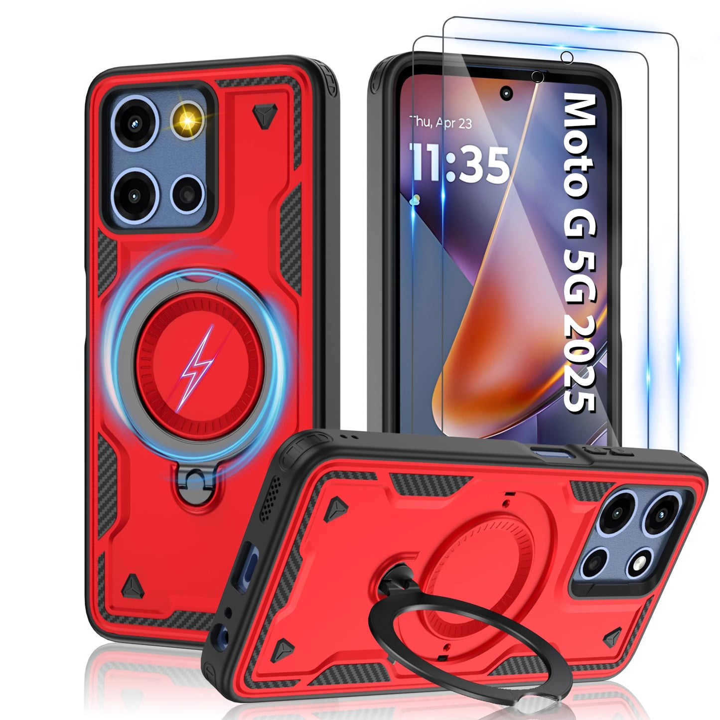 Gritup for Moto G Power 5G 2026/2025 Magnetic Case Compatible with MagSafe & HD Screen Protector×2 Metal Rotated Kickstand Military Grade Shockproof Protective Moto G Power 5G 2026/2025 Black