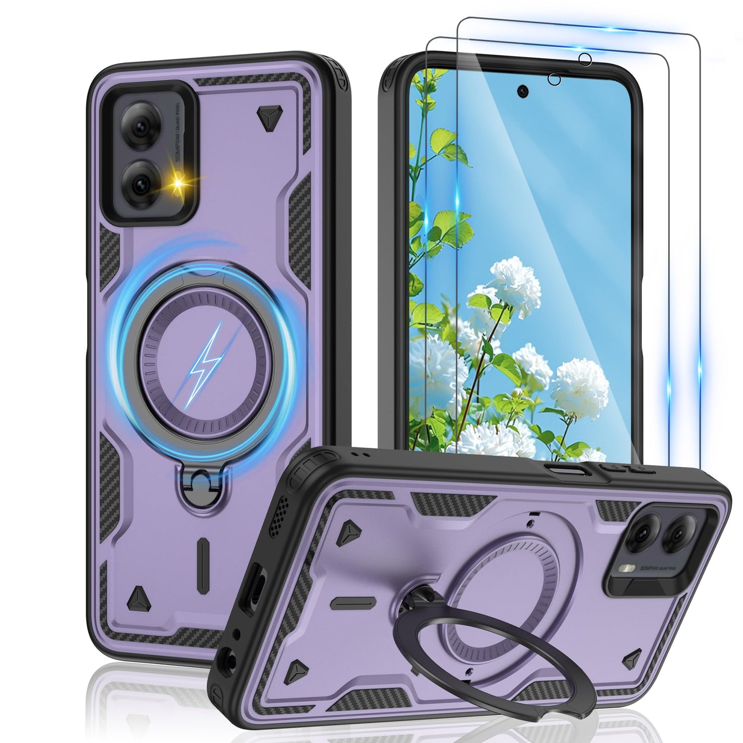Gritup for Moto G Power 5G 2026/2025 Magnetic Case Compatible with MagSafe & HD Screen Protector×2 Metal Rotated Kickstand Military Grade Shockproof Protective Moto G Power 5G 2026/2025 Black
