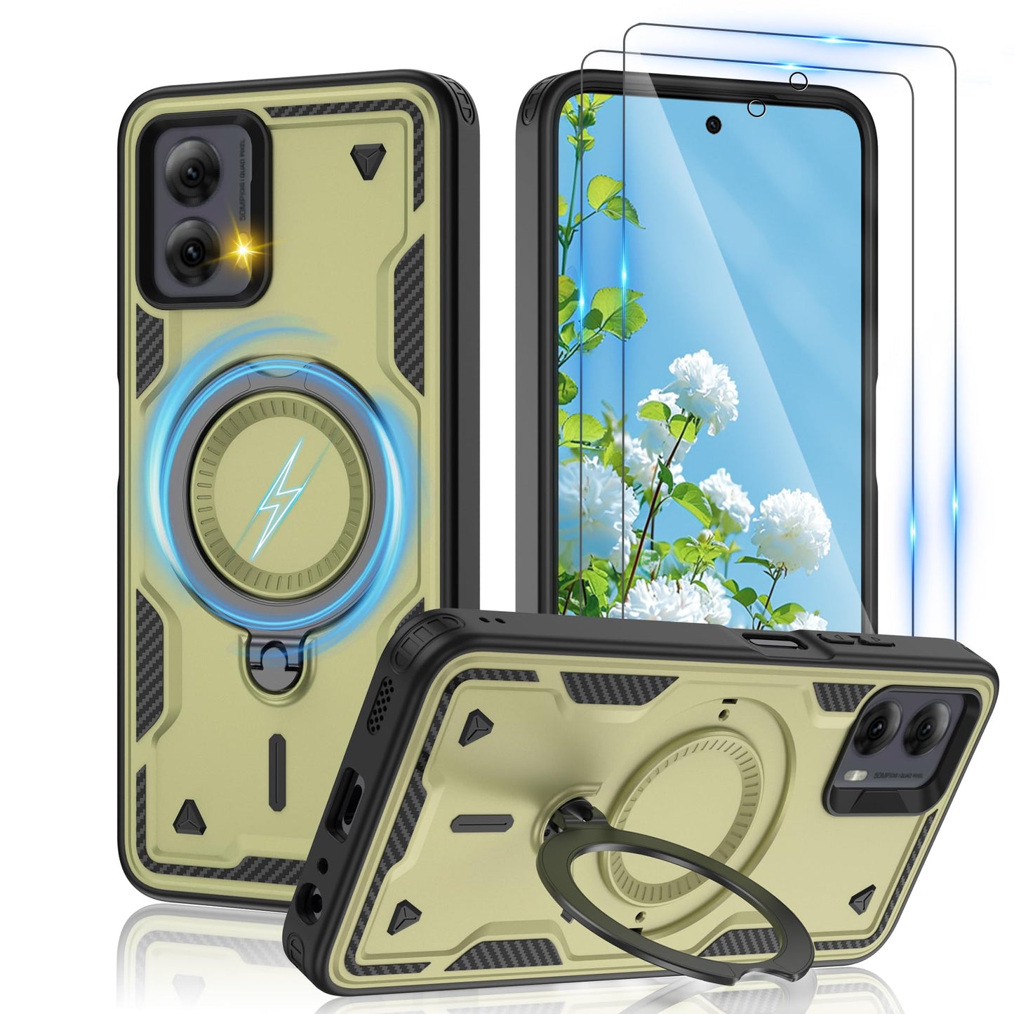 Gritup for Moto G Power 5G 2026/2025 Magnetic Case Compatible with MagSafe & HD Screen Protector×2 Metal Rotated Kickstand Military Grade Shockproof Protective Moto G Power 5G 2026/2025 Black