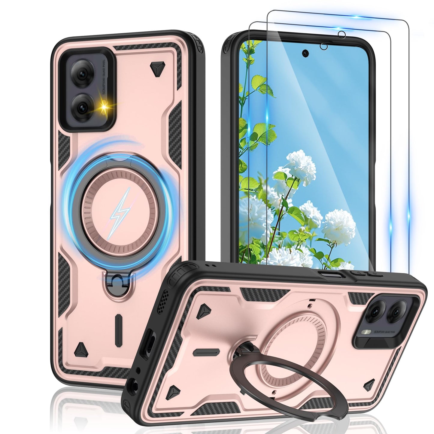 Gritup for Moto G Power 5G 2026/2025 Magnetic Case Compatible with MagSafe & HD Screen Protector×2 Metal Rotated Kickstand Military Grade Shockproof Protective Moto G Power 5G 2026/2025 Black