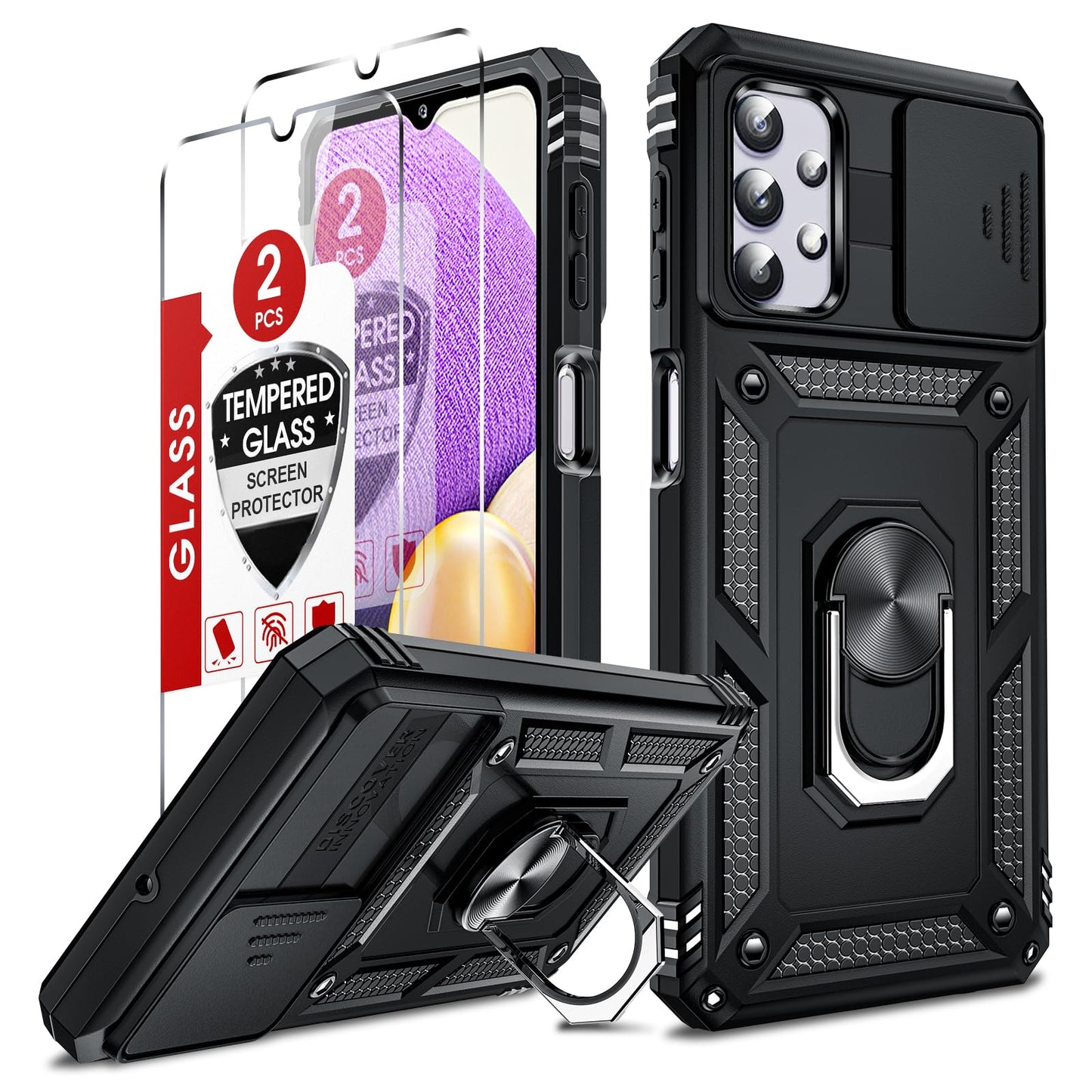 LeYi for Motorola Moto G Stylus 2025-Case: 【𝐍𝐨𝐭 𝐅𝐢𝐭 𝐌𝐨𝐭𝐨 𝐆 𝟐𝟎𝟐𝟓】Moto G Stylus 2026 Case 5G, Slide Camera Cover Screen Protector, Tough Armor Android Unlocked Phone Magnetic Stand, Black