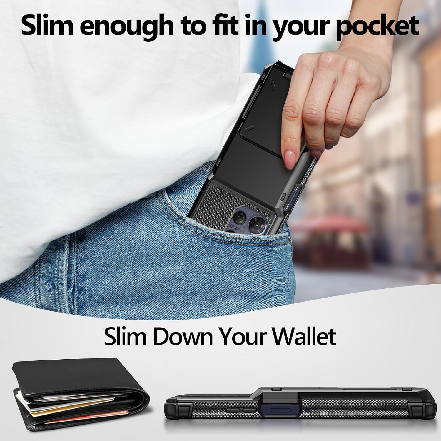 Vofolen for Moto G Power 2025/2026 Case Wallet with Card Holder Dual Layer Heavy Duty Shockproof Protective Hidden Flip 4-Card Slots Phone Cover for Motorola Moto G Power 5G 2025/2026 Women Men Black