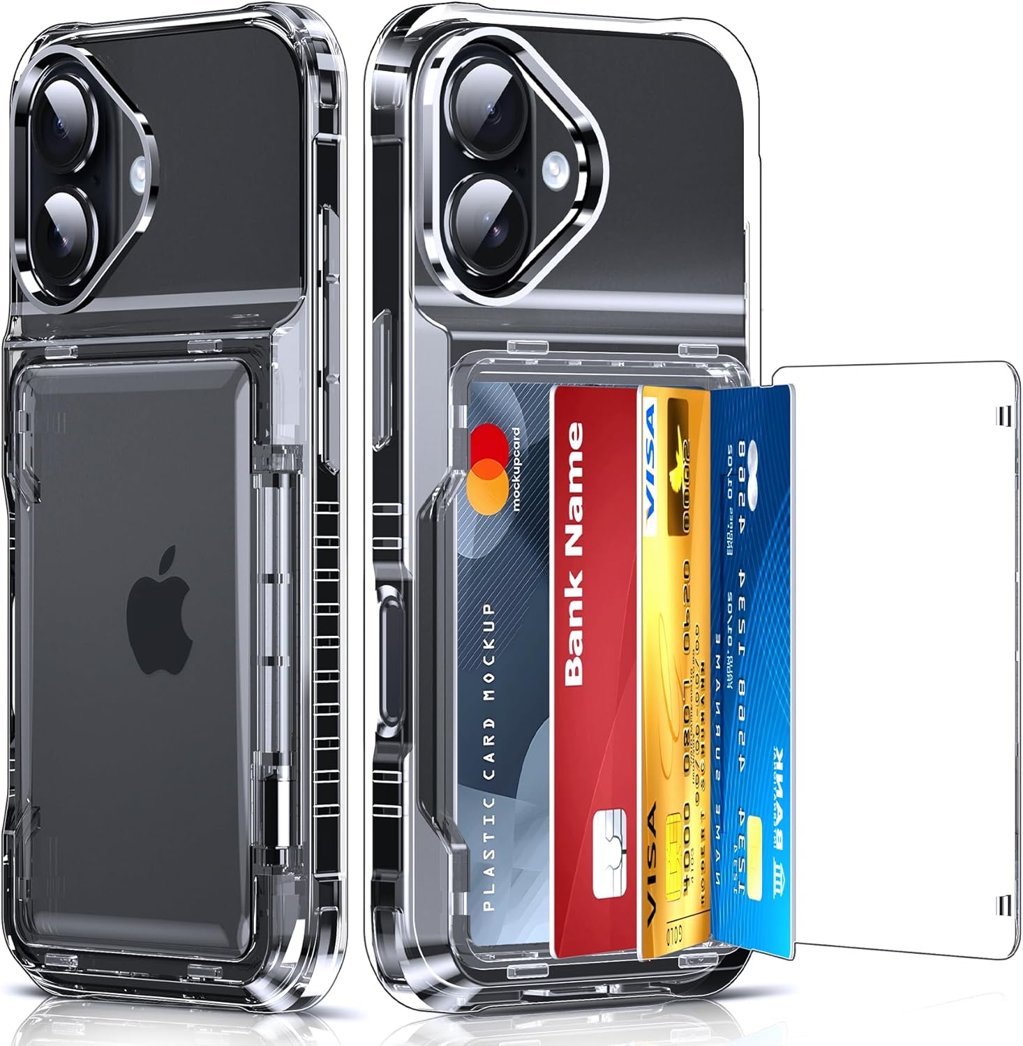 LeYi for iPhone-17 Wallet Case Clear: i Phone iphone17 Cases with Card Holder Protective iohone 17case Cover Women Funda para Heavy Duty Military Grade Hard Men ipone i17, Transparent
