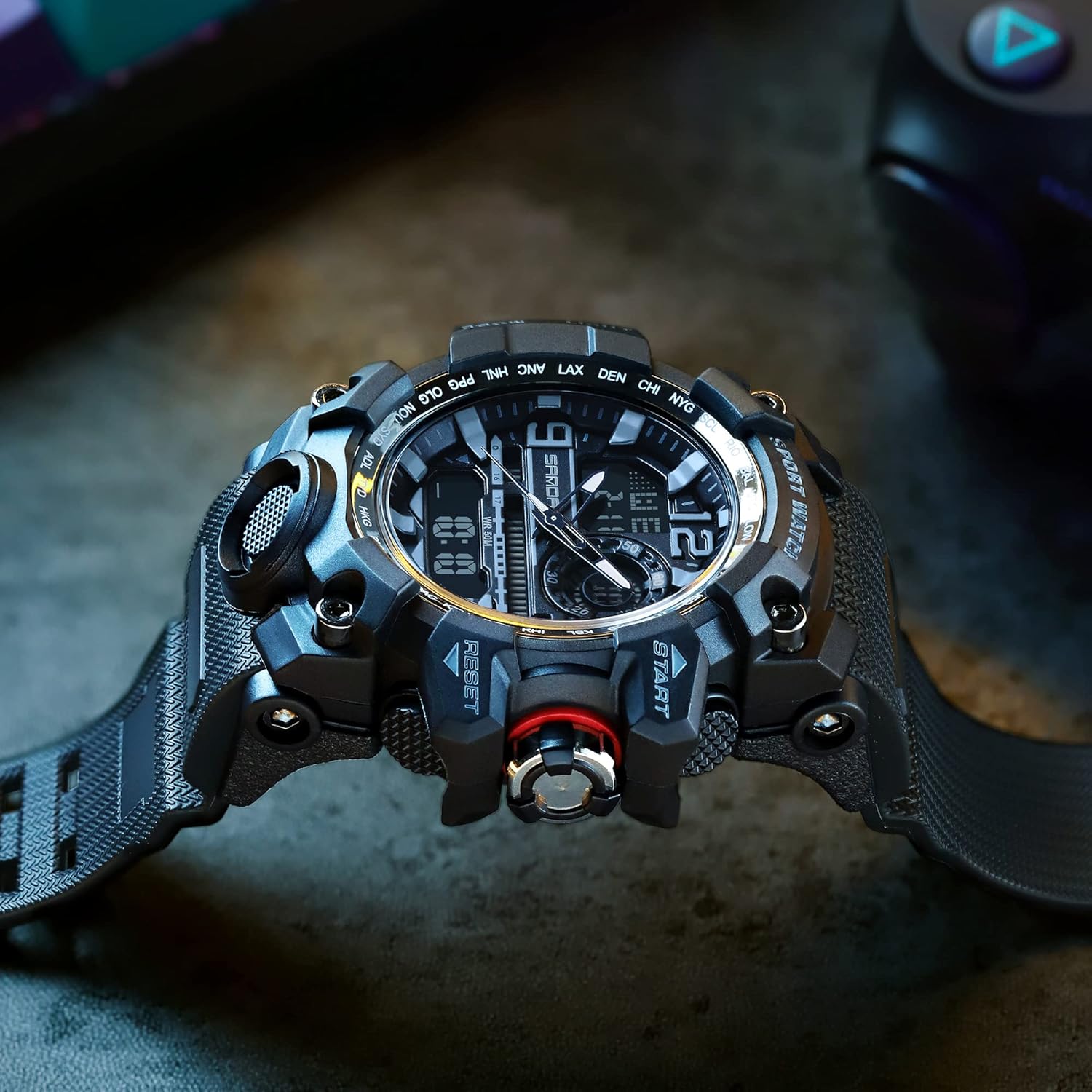 KXAITO Men's Watches Sports Outdoor Waterproof Military Watch Date Multi Function Tactics LED Face Alarm Stopwatch for Men 3133