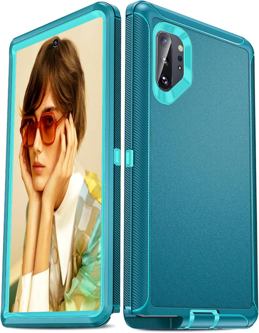 LeYi Compatible for Samsung Galaxy Note 10 Plus Case: Heavy Duty 3 in 1 Note 10 Plus Phone Case, Military Grade Shockproof Phone Case Cover for Samsung Note 10 Plus, Teal