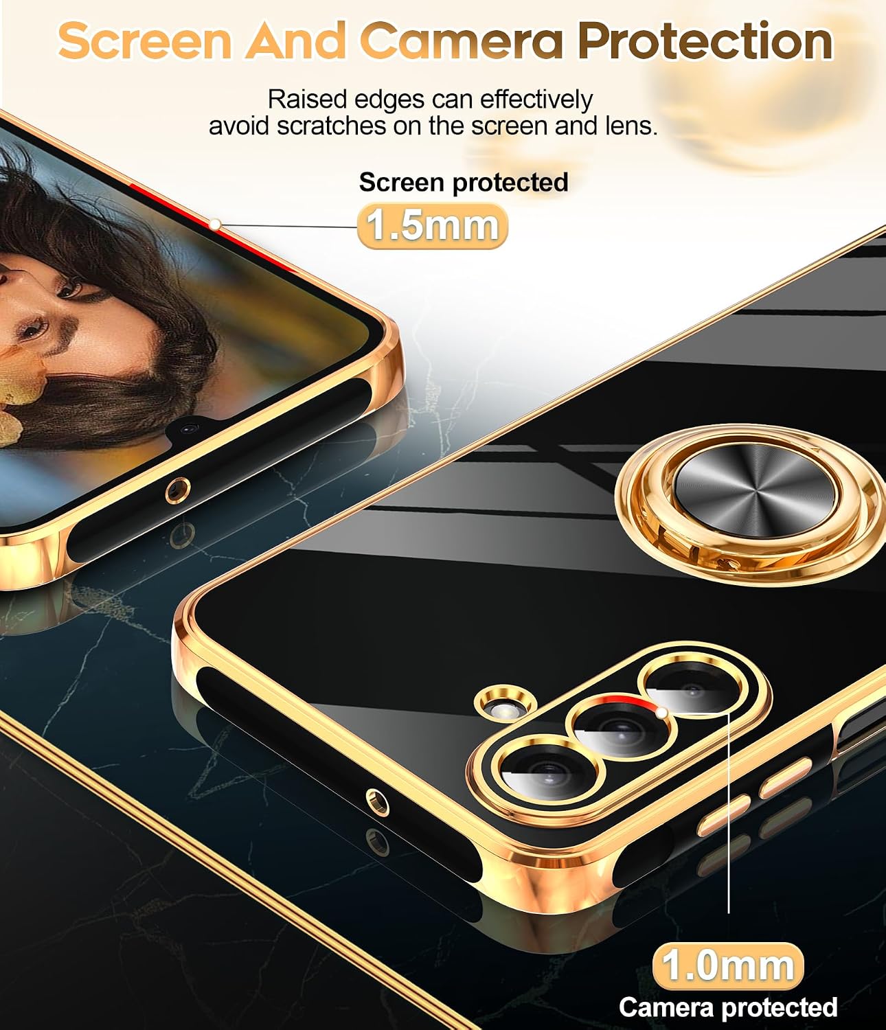 LeYi for Samsung Galaxy A26-5G Phone Case 360° Magnetic Kickstand, Black