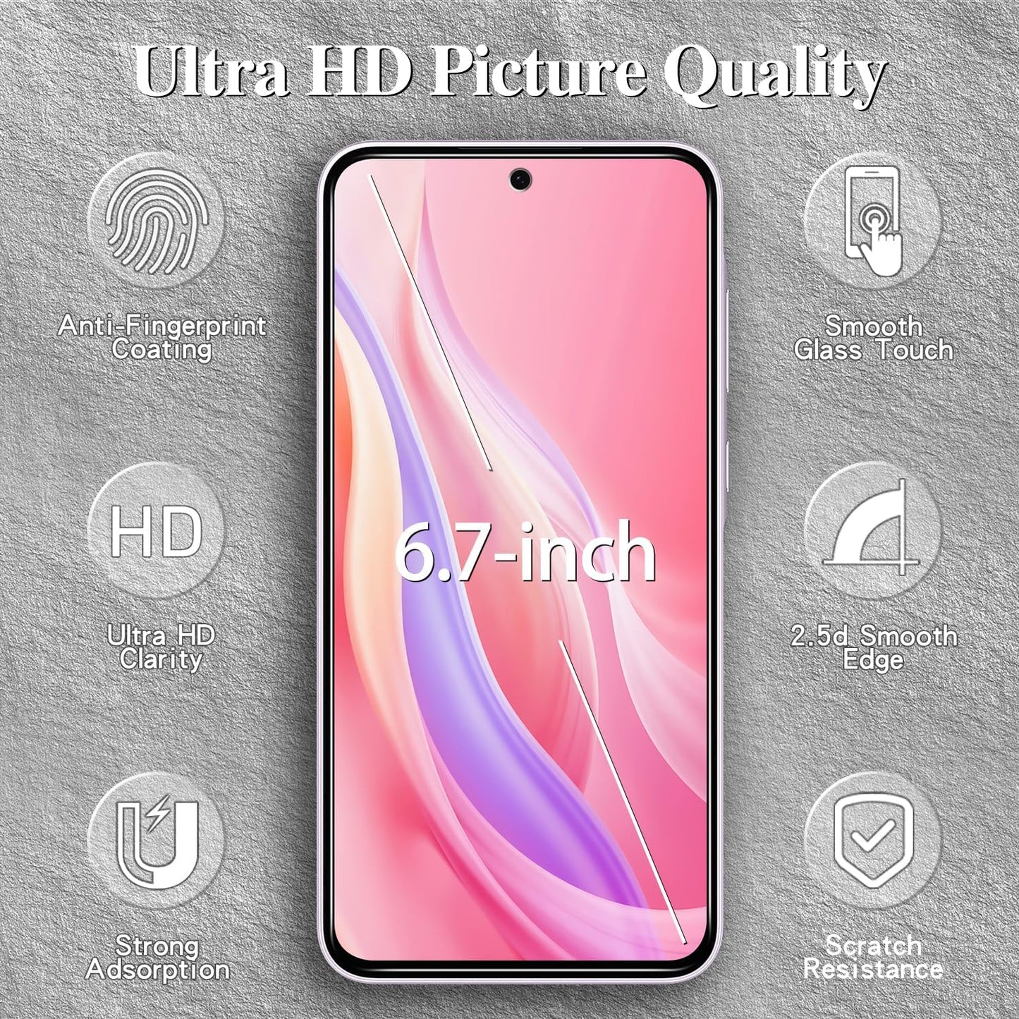 3 Pack Privacy Screen Protector for Samsung Galaxy A37/A57 5G Glass