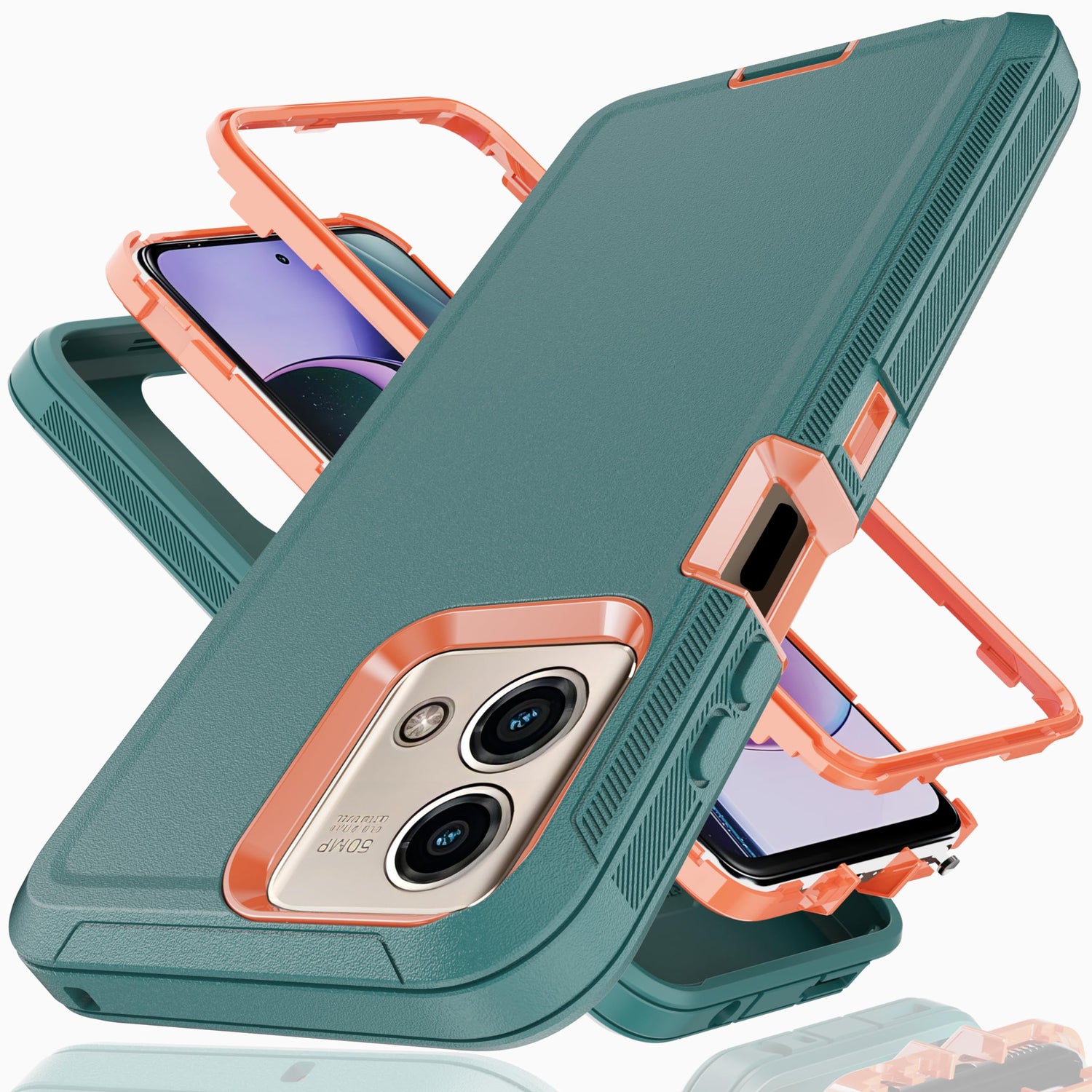 YmhxcY Moto G Stylus 5G (2023) Case - 3-in-1 Heavy Duty Rubber Protection Cover,Military Grade Shockproof Secure Layered Moto G Stylus 5G (2023) Phone Case-Grey/Pink