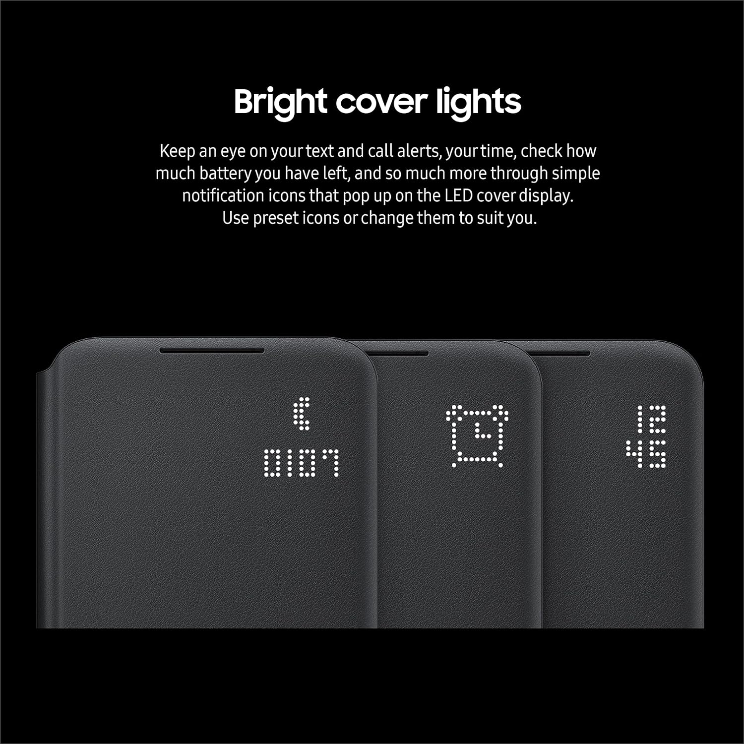 SAMSUNG Galaxy S22+ LED View Cover Protective Phone Case Black | Tap Control, Card Pocket, Customizable, Shockproof, US Version, EF-NS906PBEGUS