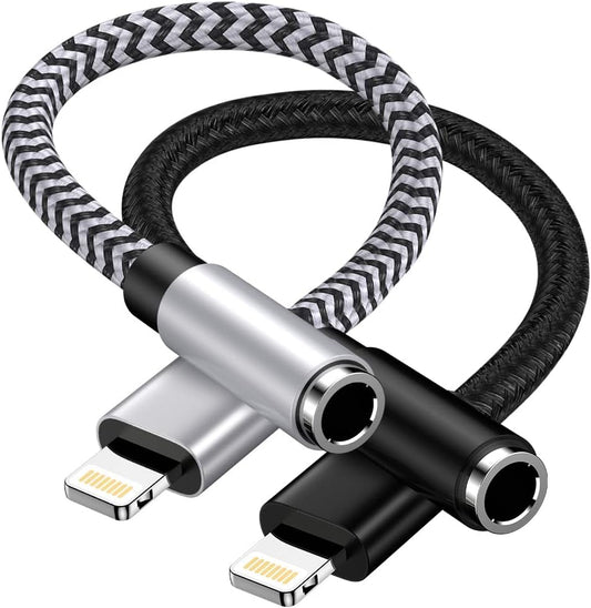 2Pack Iphone Headphone Adapter, [Apple Mfi Certified] Lightning to 3.5Mm Headphone/Earphone Audio Aux Jack Adapter Iphone Aux Adapter Dongle for Iphone 14 13 12 11 Pro Max plus Mini XR XS 8 Ipad Ipod