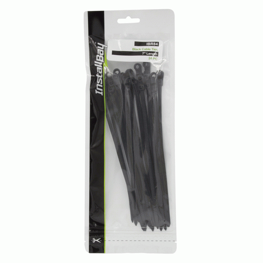 Black Cable Ties 7in 40lb Mounting Head - 24 Piece