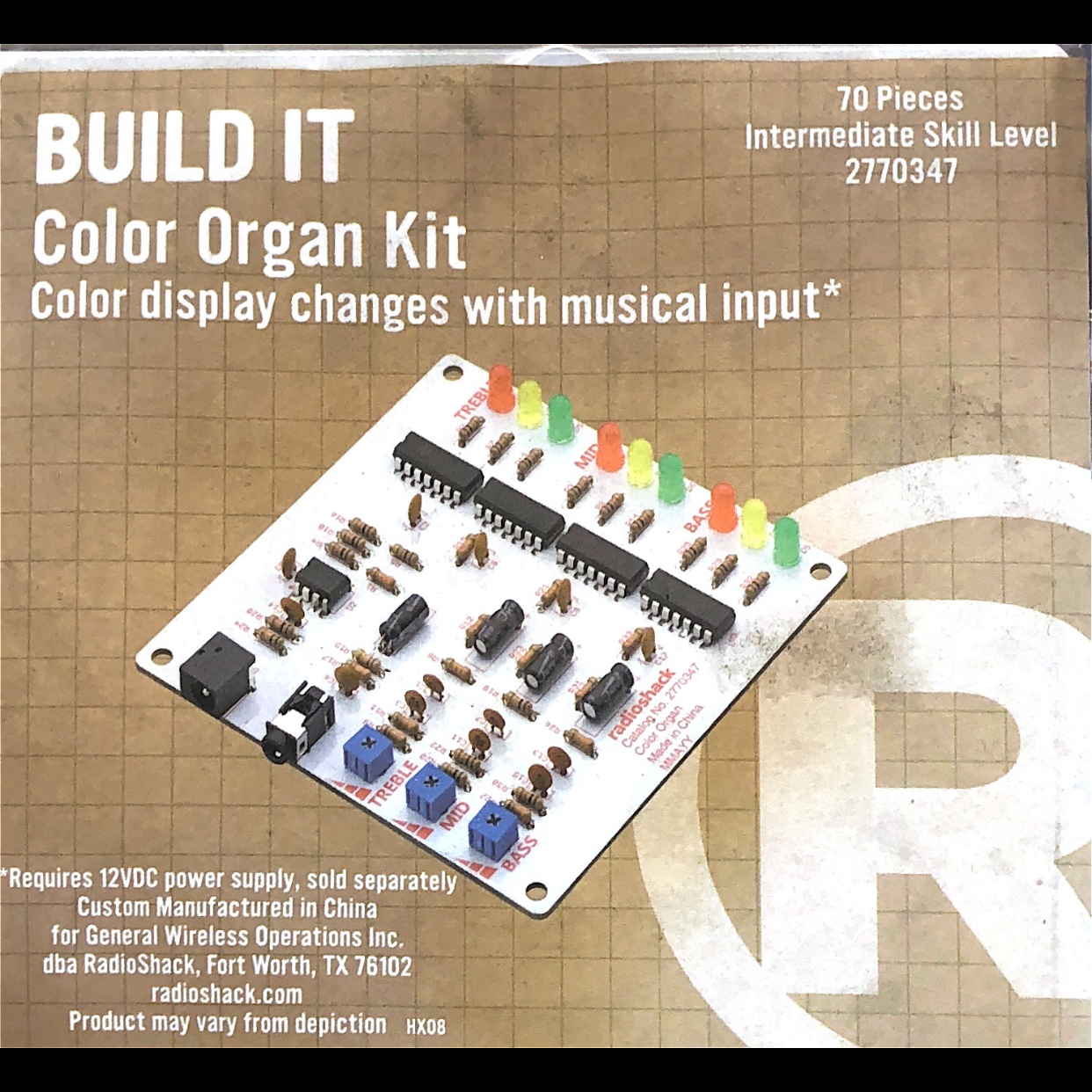 Radio Shack BUILD IT Color Organ Kit Color display changes with musical input* (70 Pieces Intermediate Skill Level)