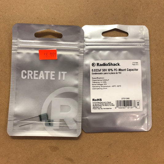RADIOSHACK 0.022uF 50V 10% PC-MOUNT CAPACIOTOR (PK OF 2)