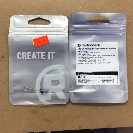 RADIOSHACK 10uF 35V RADIAL-LEAD ELECTROLYTIC CAPACITOR