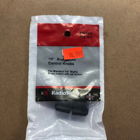 RadioShack 1/2" Blue-Capped Control Knobs (pkg. of 2)
