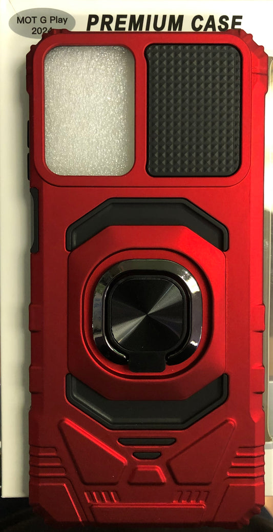 Red Case with Ring Holder for Motorola G Play 2024