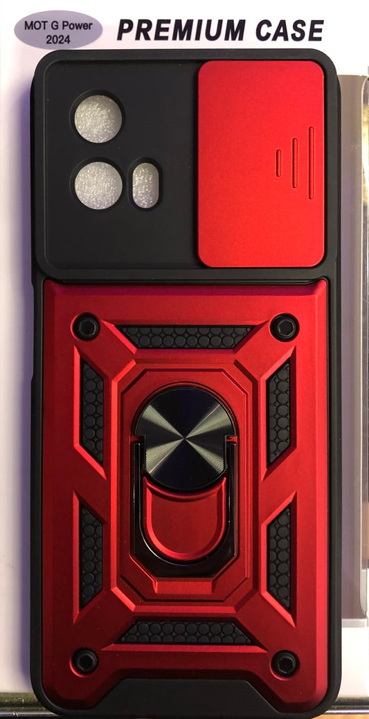 Red Case with Ring Holder for Motorola G Power 2024