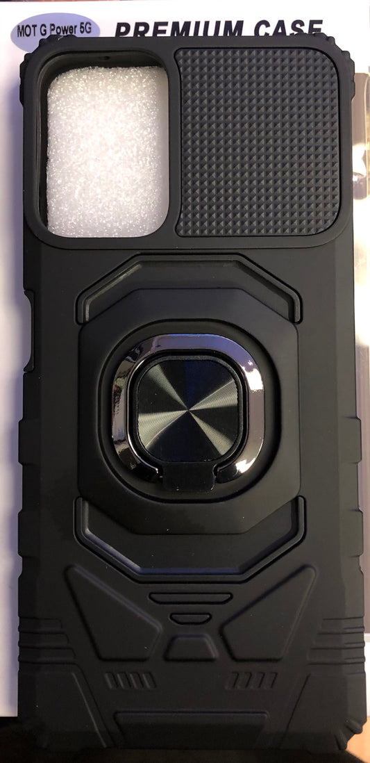 Black Case with Ring Holder for Motorola G Power 2024