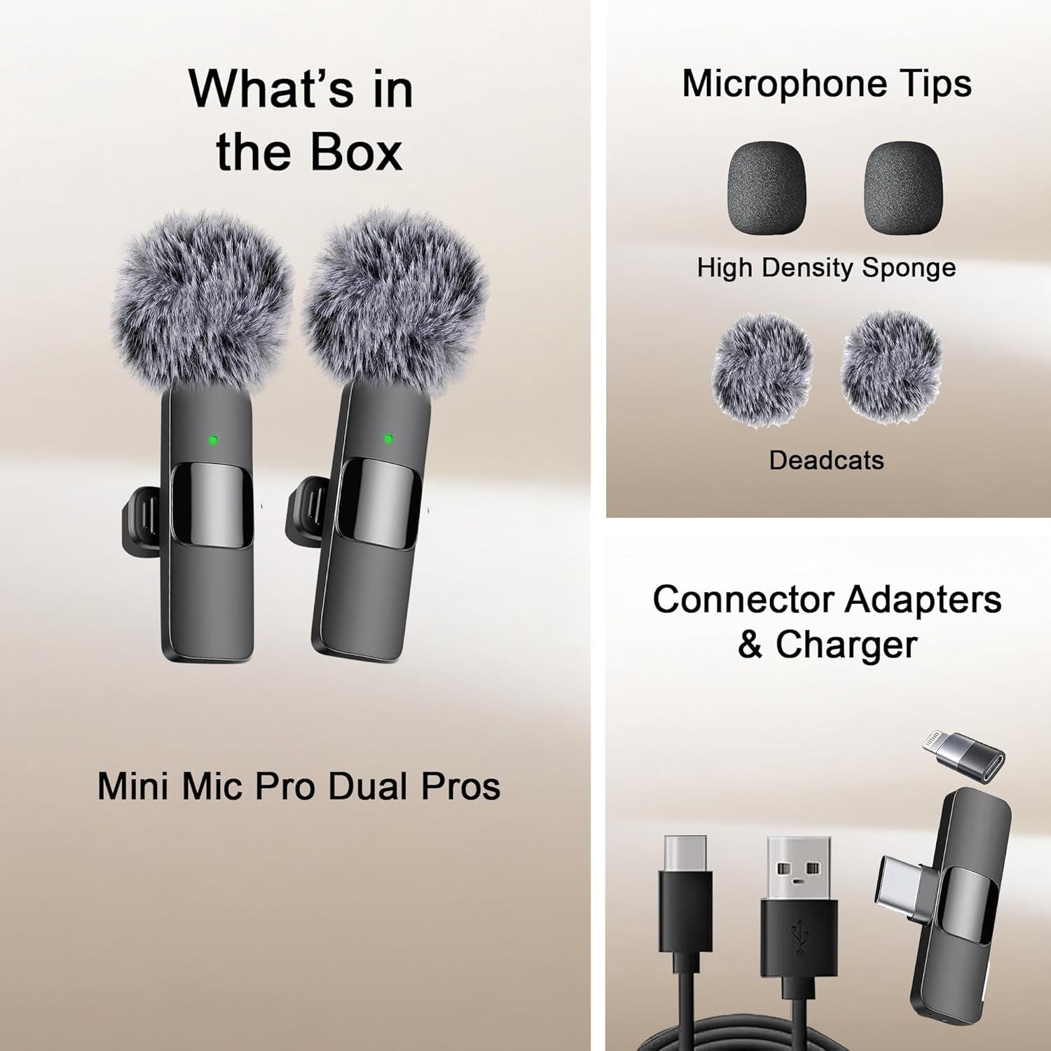 Wireless Microphone for Iphone, Ipad, Android, Lavalier Microphone for Video Recording - 2 Pack Iphone Mic Crystal Clear Recording with USB-C for Podcast, ASMR