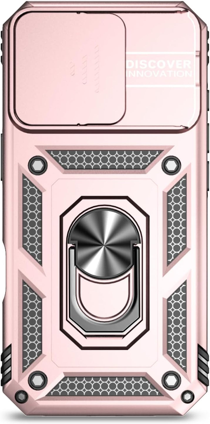 Phone Case for Iphone 16 Pro Max Case with HD Screen Protector & Slide Camera Cover & Rotated Ring Kickstand, [Military-Grade] Phone Case for Iphone 16 Pro Max 6.9", Rosegold