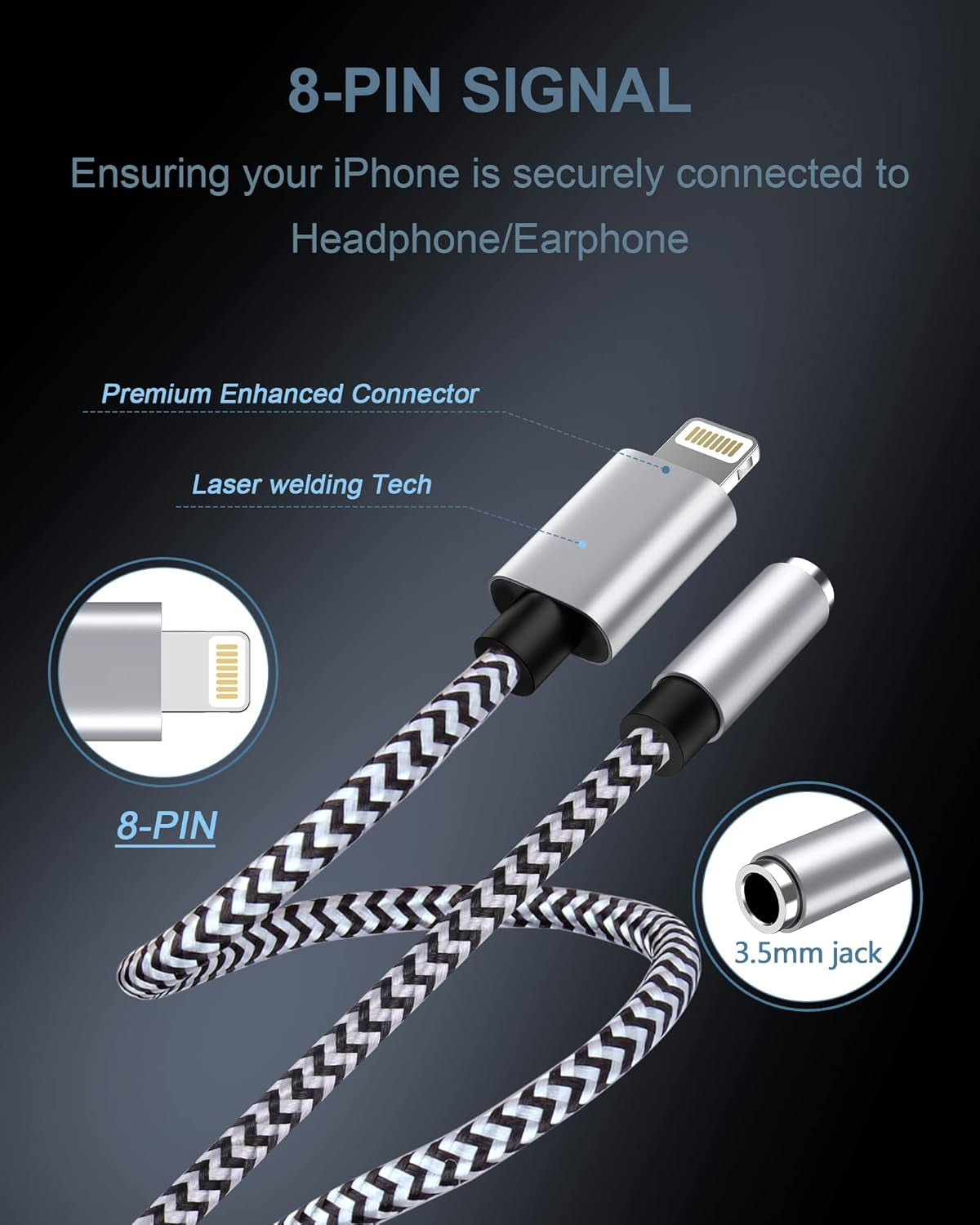 2Pack Iphone Headphone Adapter, [Apple Mfi Certified] Lightning to 3.5Mm Headphone/Earphone Audio Aux Jack Adapter Iphone Aux Adapter Dongle for Iphone 14 13 12 11 Pro Max plus Mini XR XS 8 Ipad Ipod