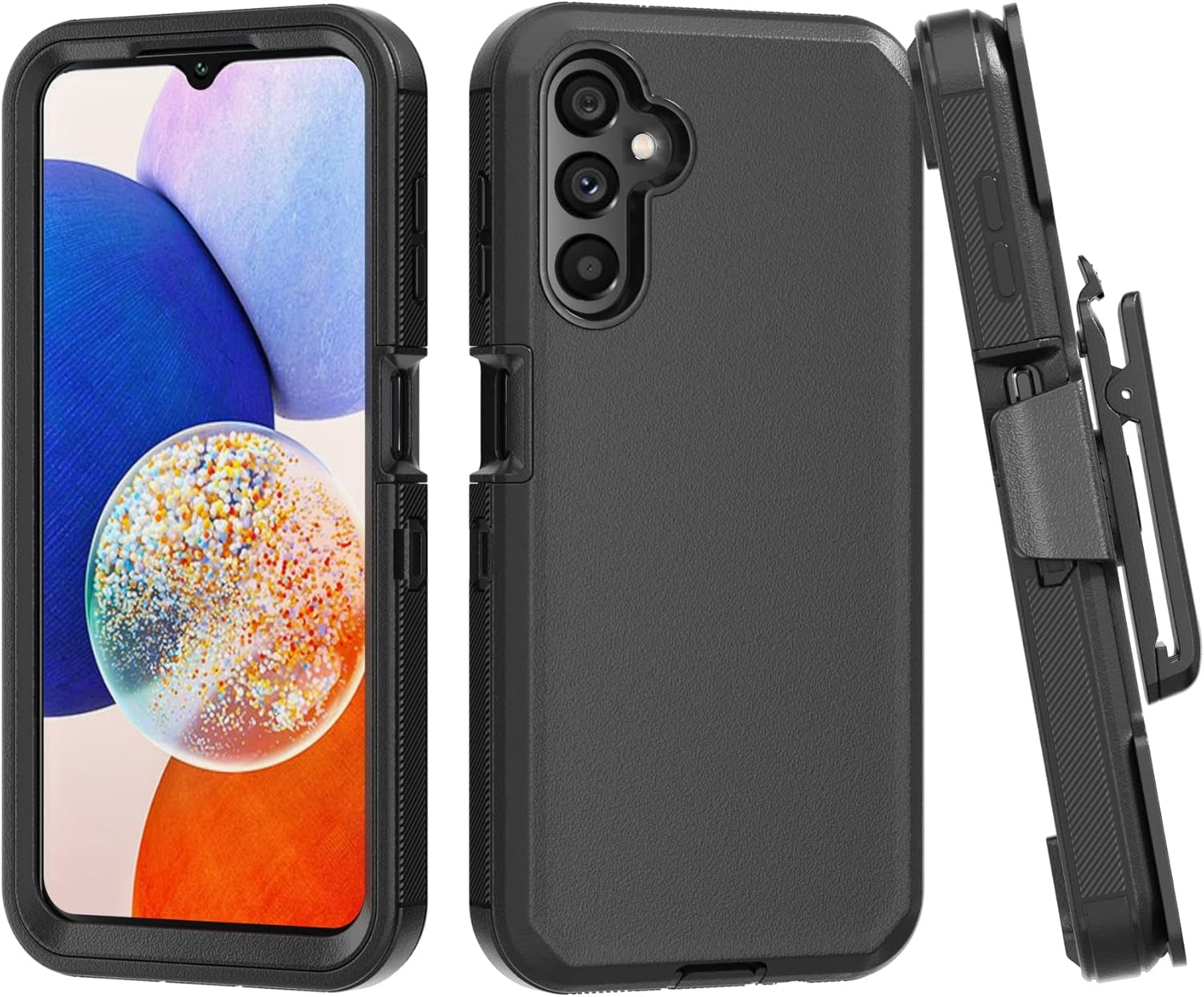Phone Case for Samsung Galaxy A14 5G Case,Heavy Duty Hard Shockproof Armor Protector Case Cover with Belt Clip Holster for Samsung A14 5G 2023 Phone Case (Black)