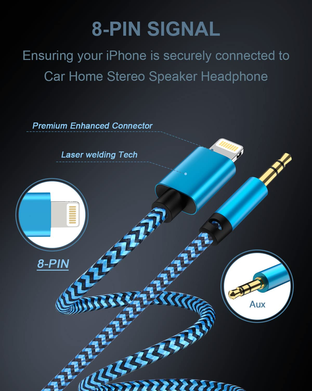 [2Pack/3.3Ft] Lightning to 3.5Mm Iphone Aux Cord, [Apple Mfi Certified] Iphone Aux Audio Cable for Car Home Stereo Speaker Headphone Compatible with Iphone 14 13 12 11 Pro Max Mini XR XS 8 Ipad Ipod