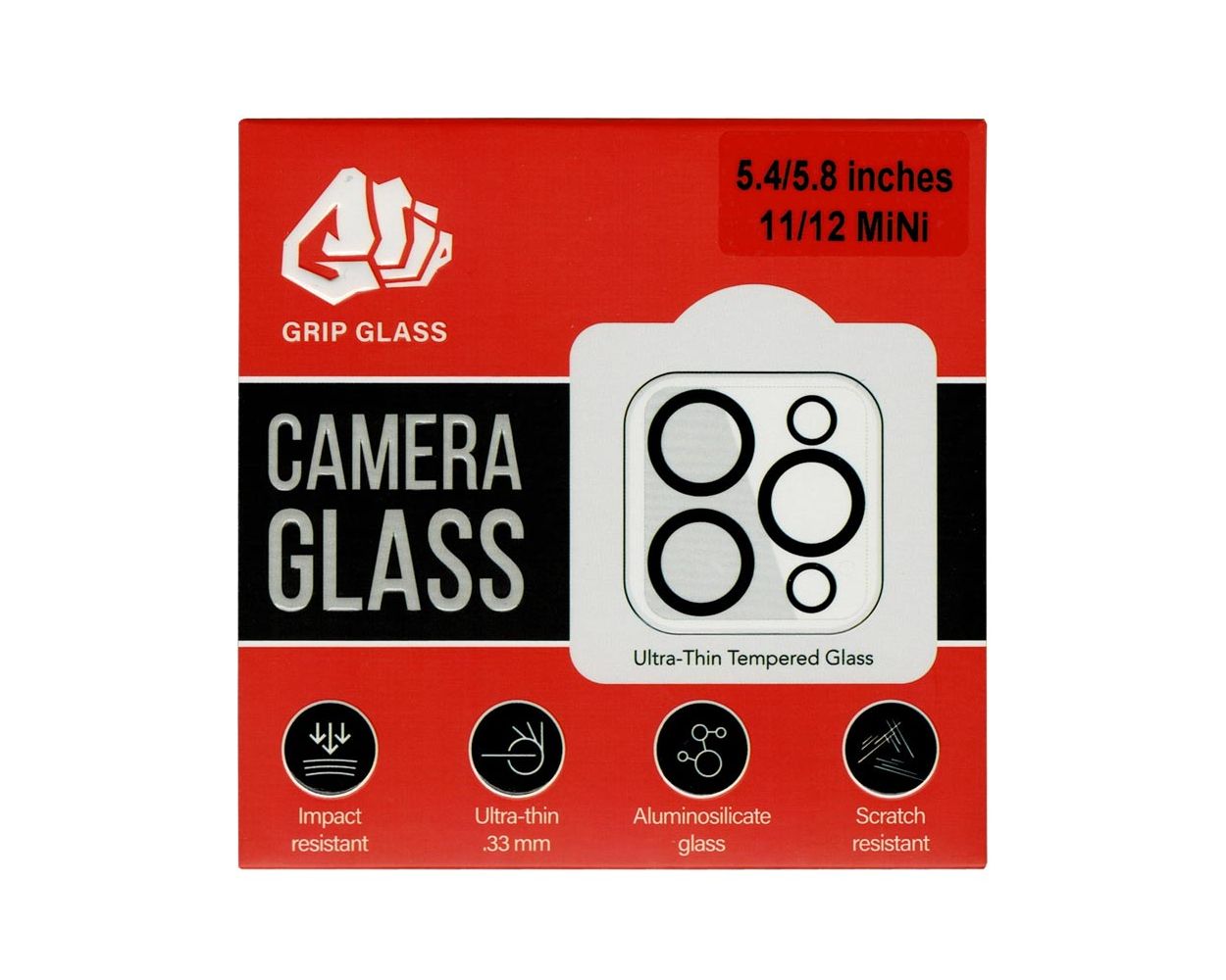 Grip Glass - Tempered Glass Camera Protector for iPhone 11 / 12 Mini