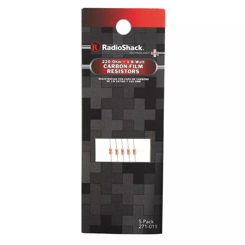 Radio Shack 220Ω ⅛W 5% Carbon-Film Resistor (5-Pack)