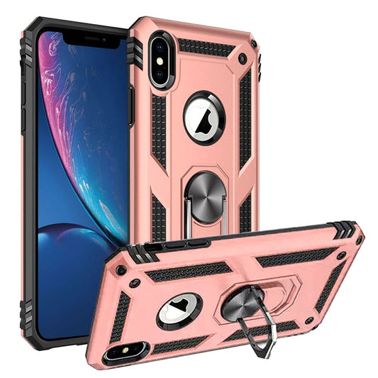 Military Armor Dual Heavy-Duty Shockproof Ring Holder Case for IPHONE XS MAX